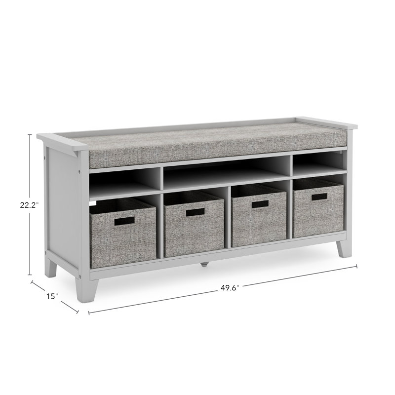 Banc de rangement avec tablettes Martha Stewart, gris
