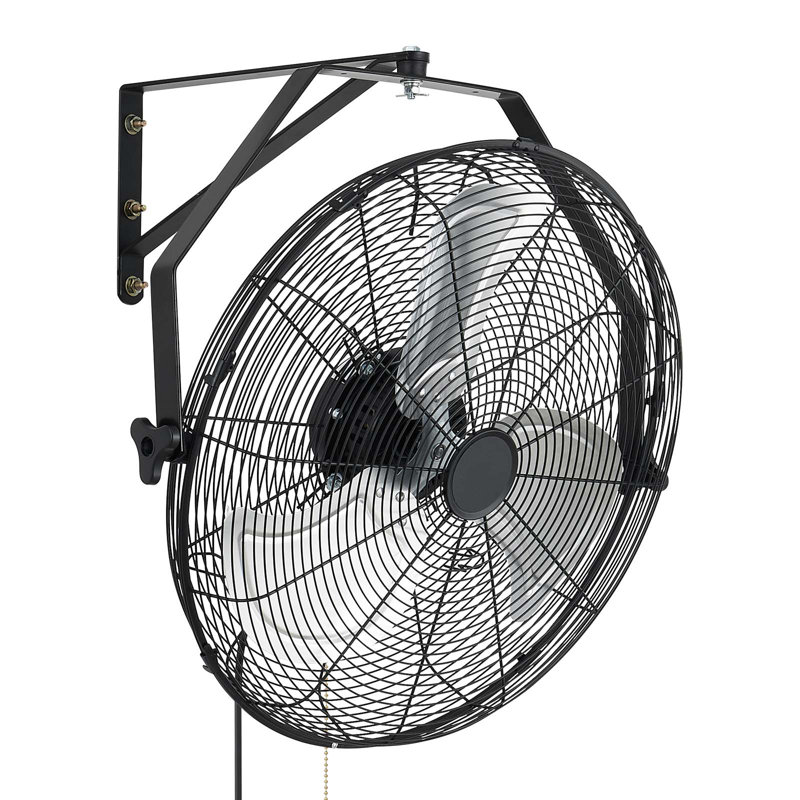 Ventilateur mural, ventilateur mural de 20 po, 3 vitesses, longue distance de circulation d'air, angle de rotation réglable, commande mécanique, puissant pour l'industrie, commercial, garage, atelier, gymnase