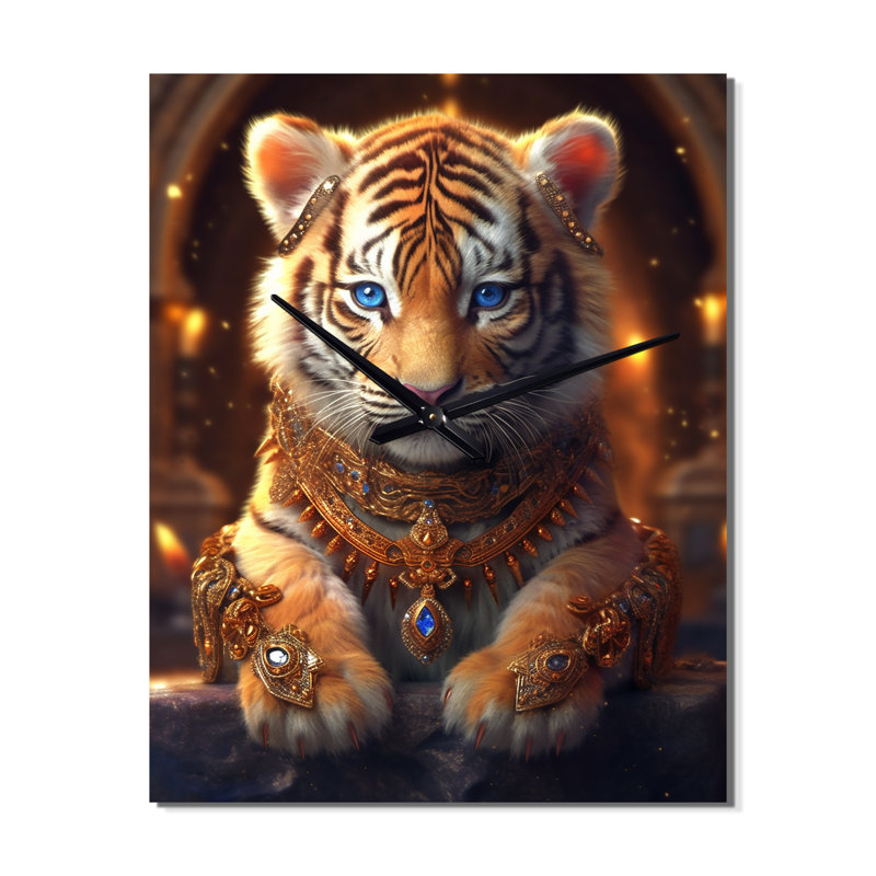 Mignon petit chaton royal I - animaux, lion, horloge murale moderne, Moyen