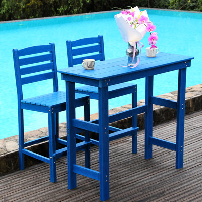Patio extérieur bleu marine, résistant aux intempéries, imperméable, corrosif, pour la pelouse, le jardin, la cour, au bord de la piscine, installation simple, table de bar et chaises à séchage rapide, bleu lac, entretien,