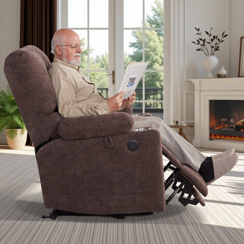 Fauteuil inclinable Power Lift avec massage et chaleur pour personnes âgées, Brun