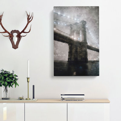 Lights Of Brooklyn Bridge - Wrapped Canvas