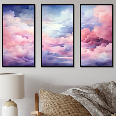 Rose et bleu pastel coloré ciel I - art mural ciel