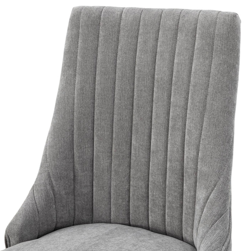 Rayon Cloth Flocking Solid Wood Upholstered Dining Chairs, Gray