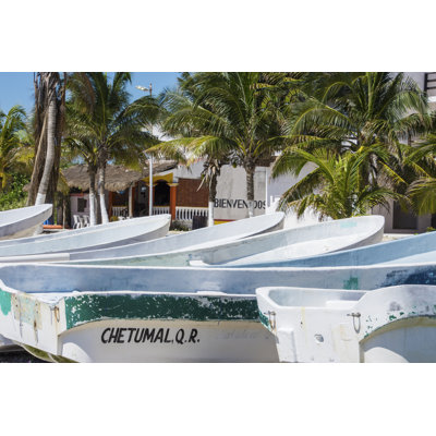 Boats On The Beach by CampPhoto - No Frame Print on Canvas