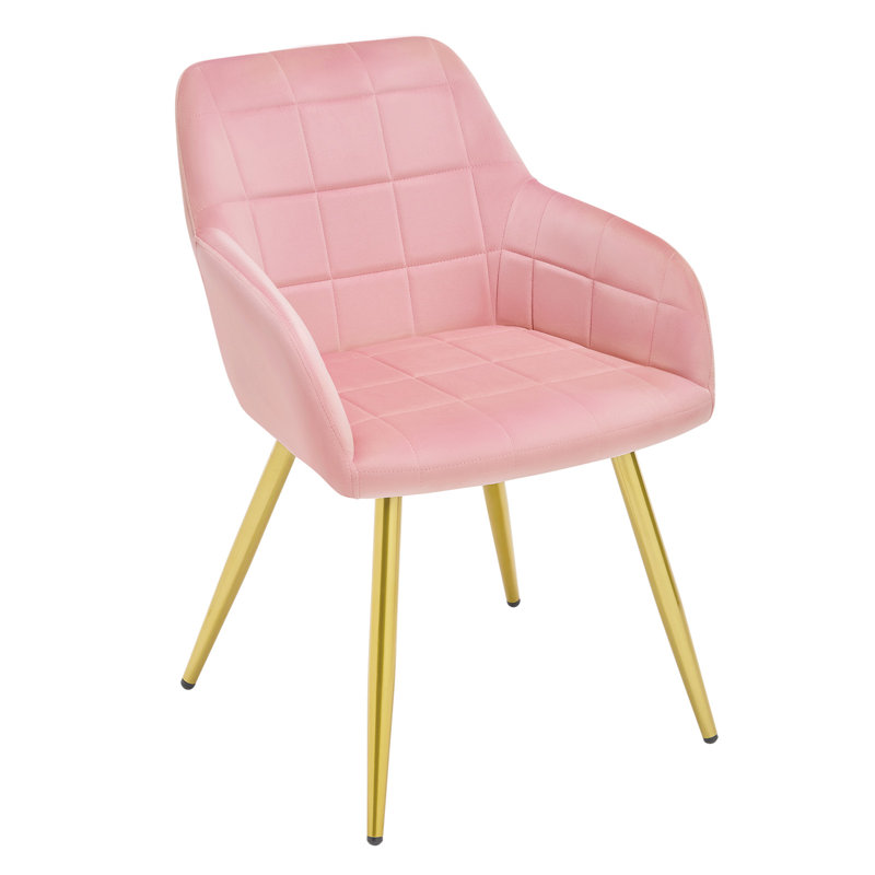 Palumbo Upholstered Dining Chair, Gold, Light Pink, 1