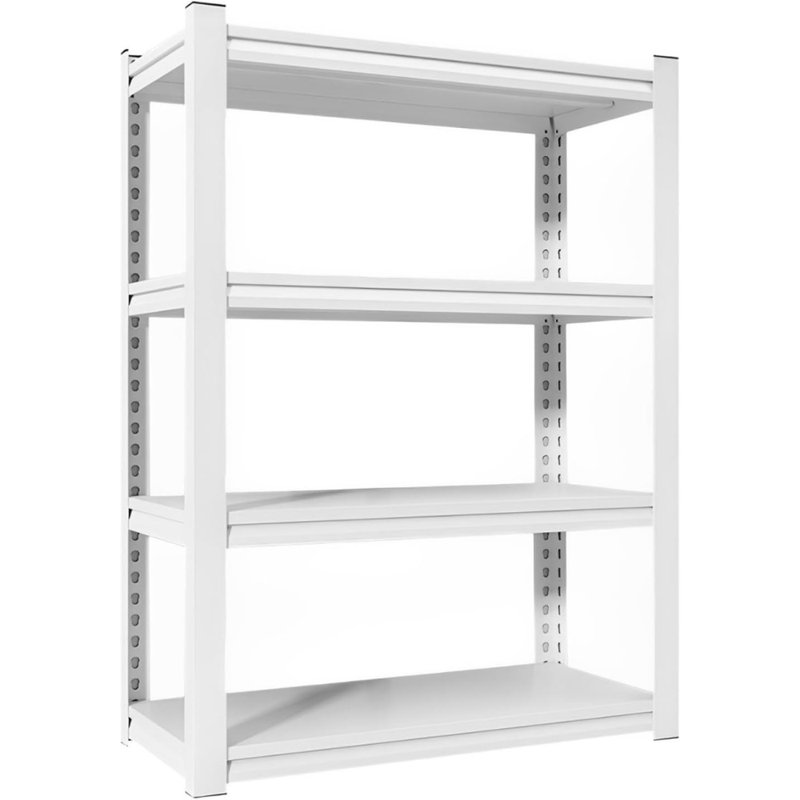 Étagère de rangement robuste à 4 niveaux sans boulons, étagère utilitaire moderne très large (H 60 po x l 36 po x P 12 po) - Blanc