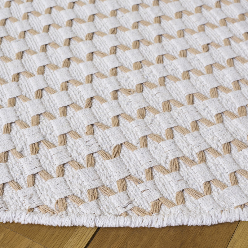 Chevron Hand Woven Cotton Area Rug, Round 6'