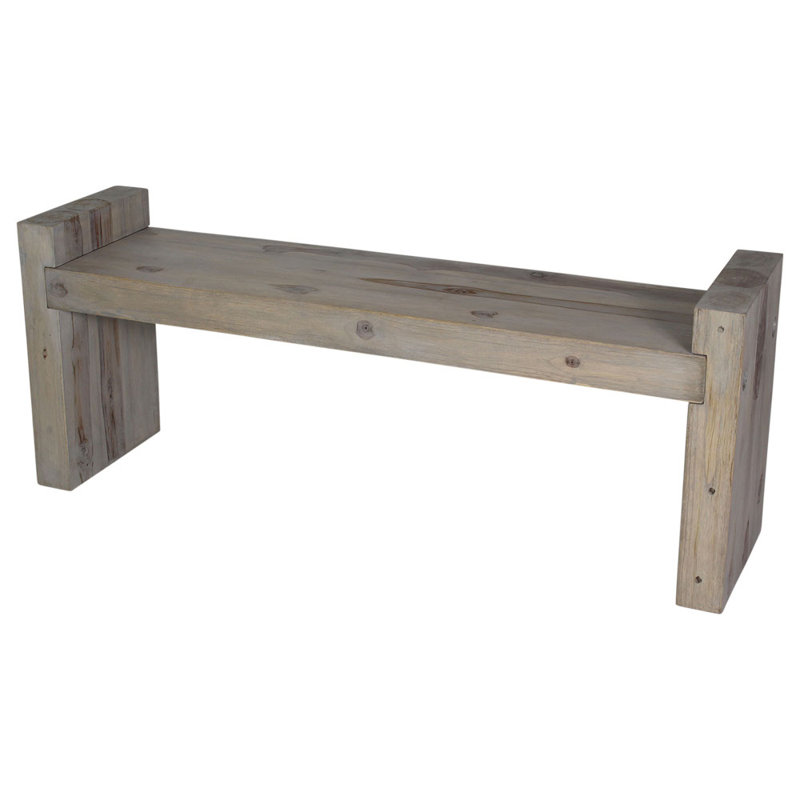 Banc en bois massif Harragan, H 19 po x l 48 po x P 12 po, Gris foncé