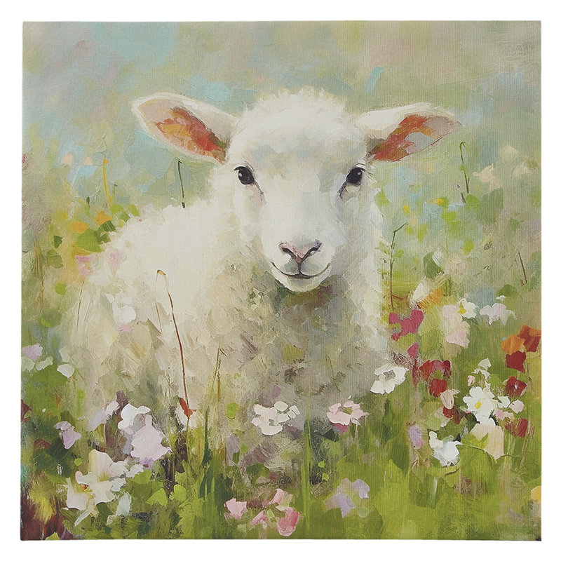 Toile d'agneau 16 x 16 po - Intérieur charmant en fleurs