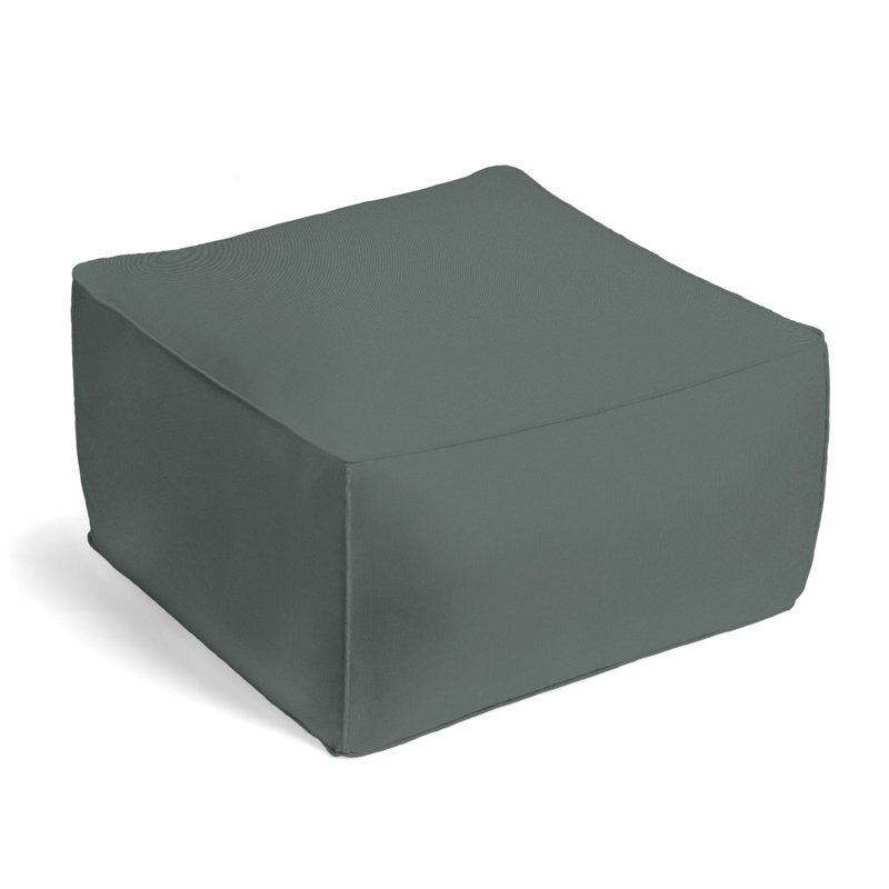 Upholstered Pouf, Charcoal 100% Linen