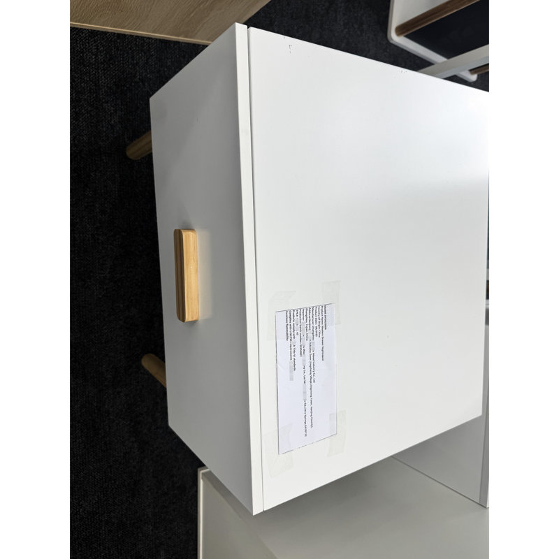 Table de chevet blanche minimaliste avec tiroir et structure en bois d'ingénierie, convient aux petits espaces de chambre à coucher, appartements