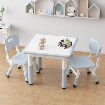 Ensemble de table et 2 chaises pour enfants à hauteur réglable - Bureau Graffiti facile à nettoyer - Pieds antidérapants - Utilisation multi-activités pour la salle de jeux, la chambre de bébé ou la salle d'étude - 2 à 10 ans