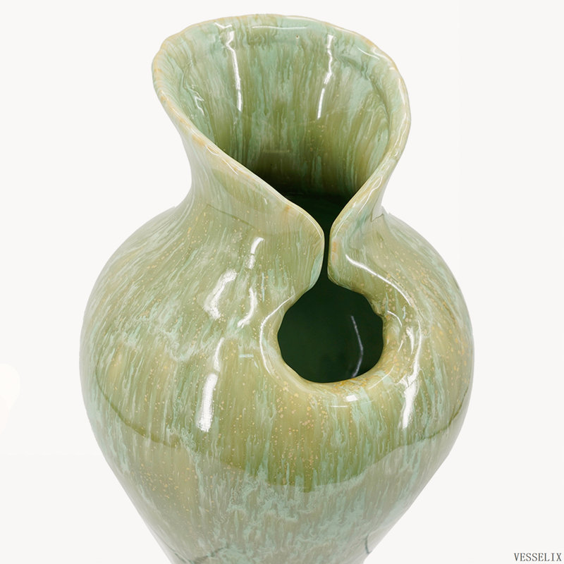 7.9x11.8 Inch Sage Green Sculptural Ceramic Vase