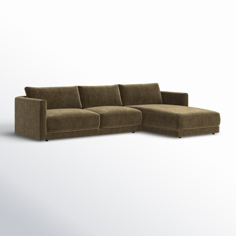Bryn Upholstered Sectional, Moss Olive Green Performance Chenille, Right Hand Facing