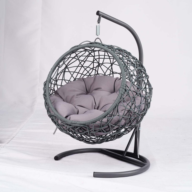 Balancelle pour chat avec support, fauteuil pour chat en osier de rotin, Gris