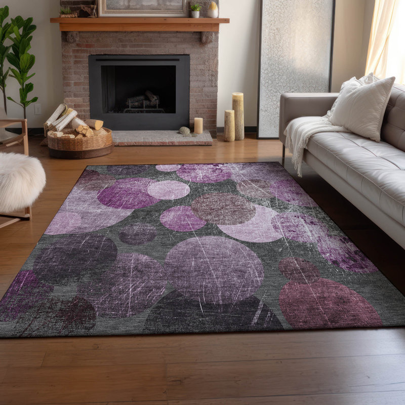 Premium Machine Washable Cerrito AMF556 Garnet Rug, Rectangle 3' x 5'