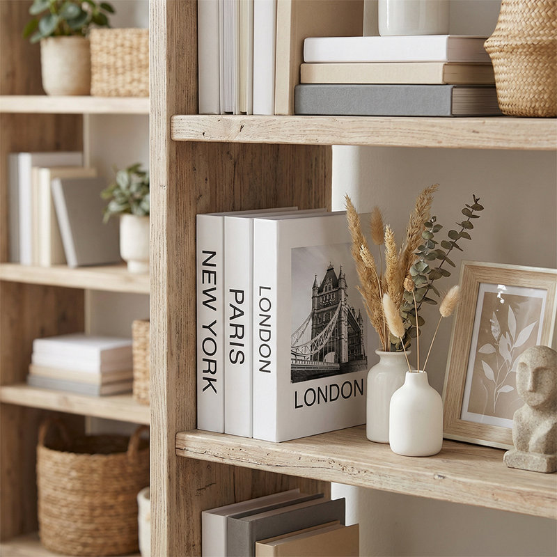 Ensemble de 3 faux livres noirs et blancs Cityscape