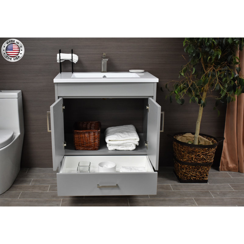 Ensemble de meuble-lavabo simple 30 "Ceravolo, gris
