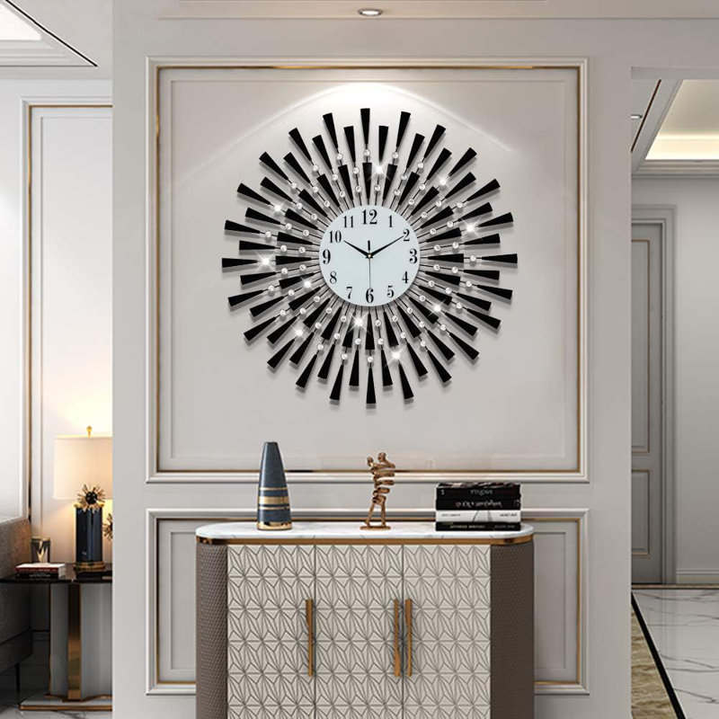 Metal Wall Clock, Black, Large