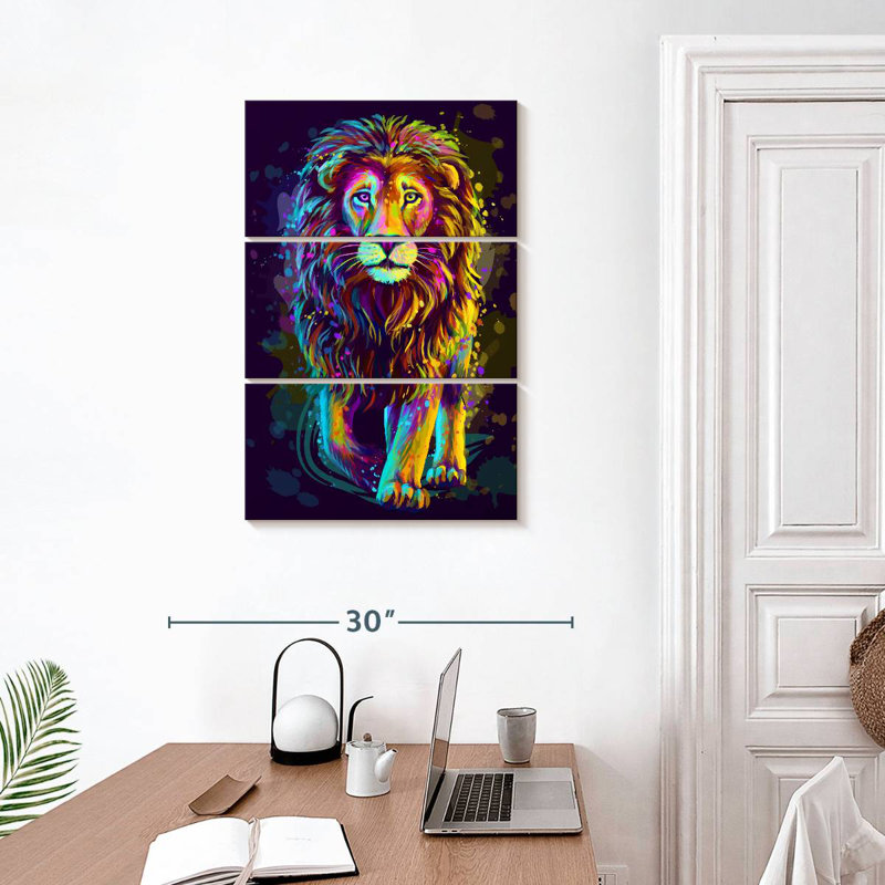 Lion coloré Brampt, H 32 po x l 20 po
