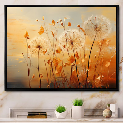 «Orange Dandelion Dreams I», reproduction d'art sur toile encadrée