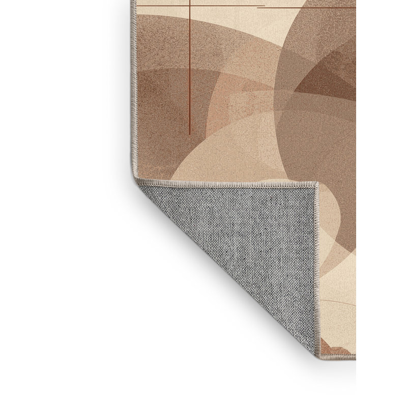 Tapis beige lavable à la machine à motif géométrique minimaliste Lotus - beige, 3 X 5