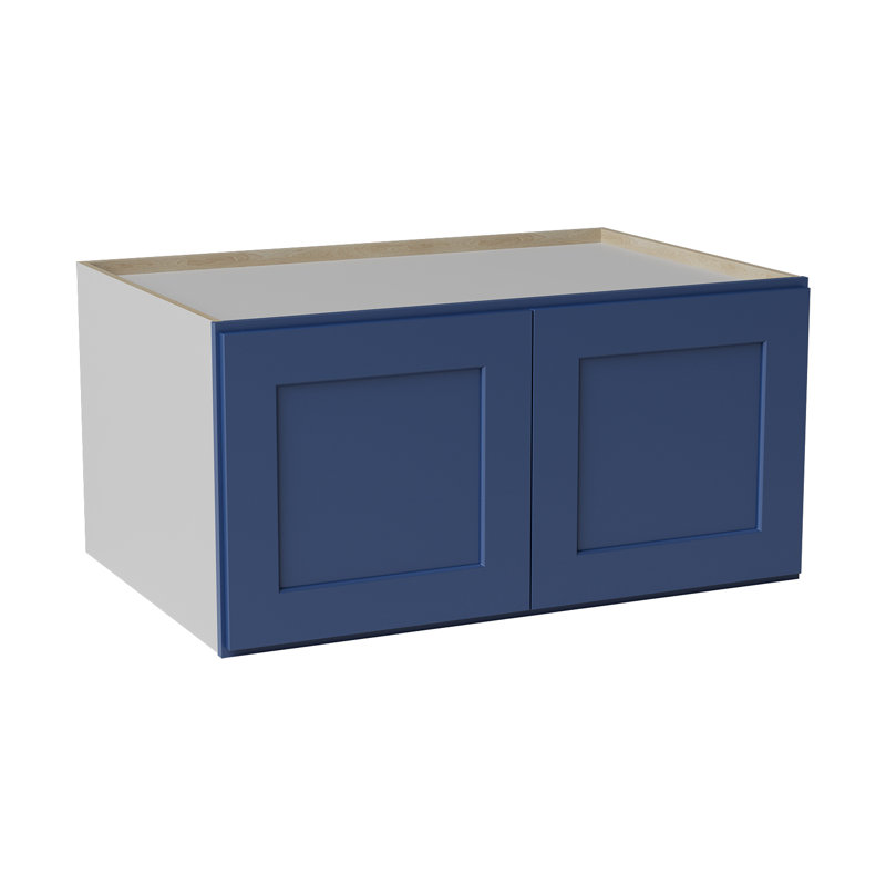 Armoire de cuisine en bois massif prête à assembler, H 18 po x l 36 po x P 24 po, Shaker bleu