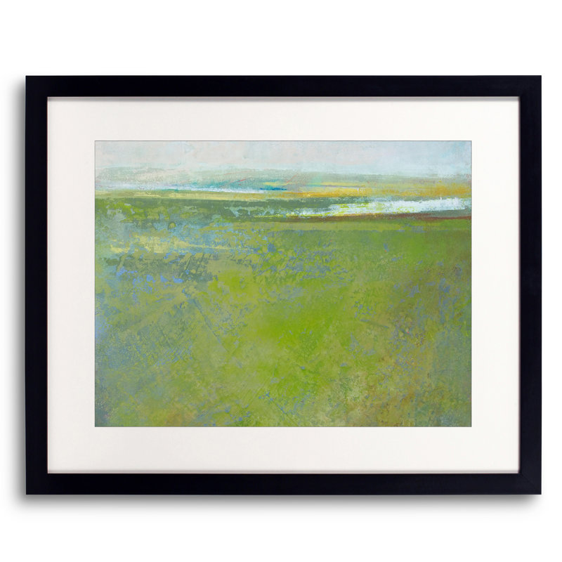 Peridot Pastures par Victoria Primicias - Peinture, Papier avec cadre noir, H 16 po x l 20 po