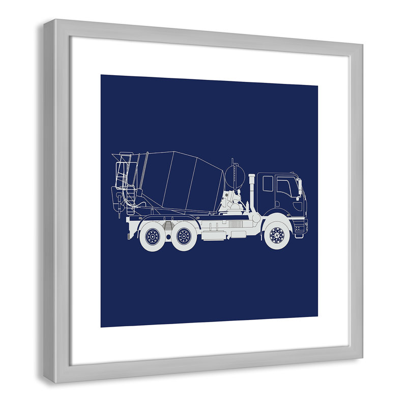 Camions Camions 1, art encadré, H 16 po x l 16 po x P 1,18 po, Encadré de boîte argent