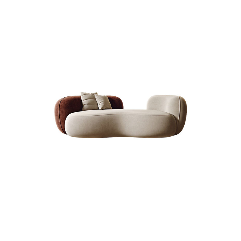 Canapé incurvé moderne, Blanc cassé / rouge vin, H 27,56 po x l 94,49 po x P 35,43 po, 4