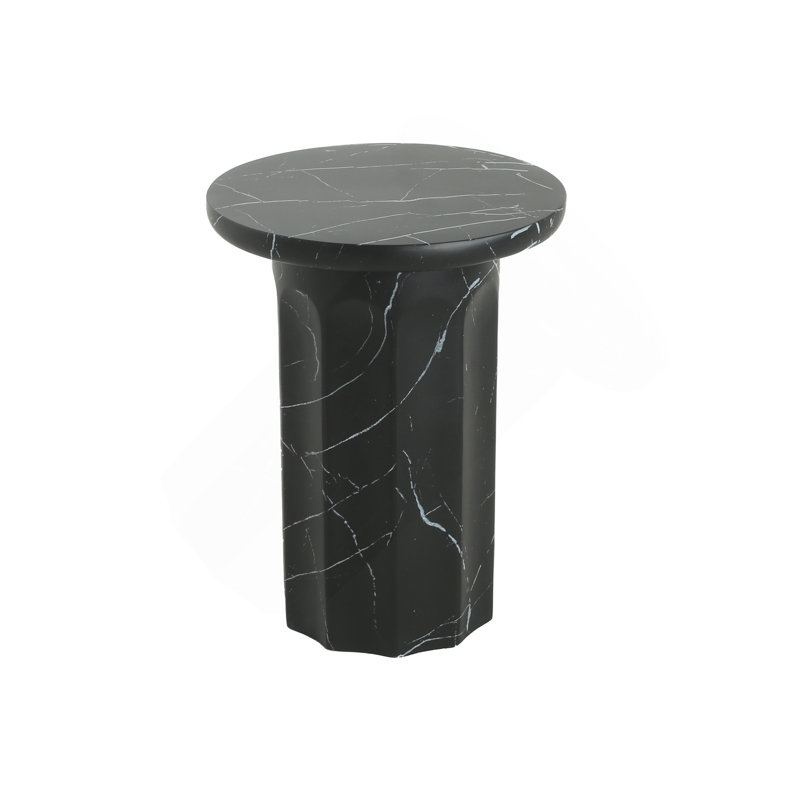 Table de bout d'extérieur en marbre noir effet béton léger, table de bout Mgo de salon