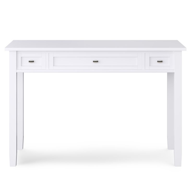 Warm Shaker 48"W Solid Wood Transitional Writing Desk with Flip-Down Keyboard Tray and 2 Drawers, White
