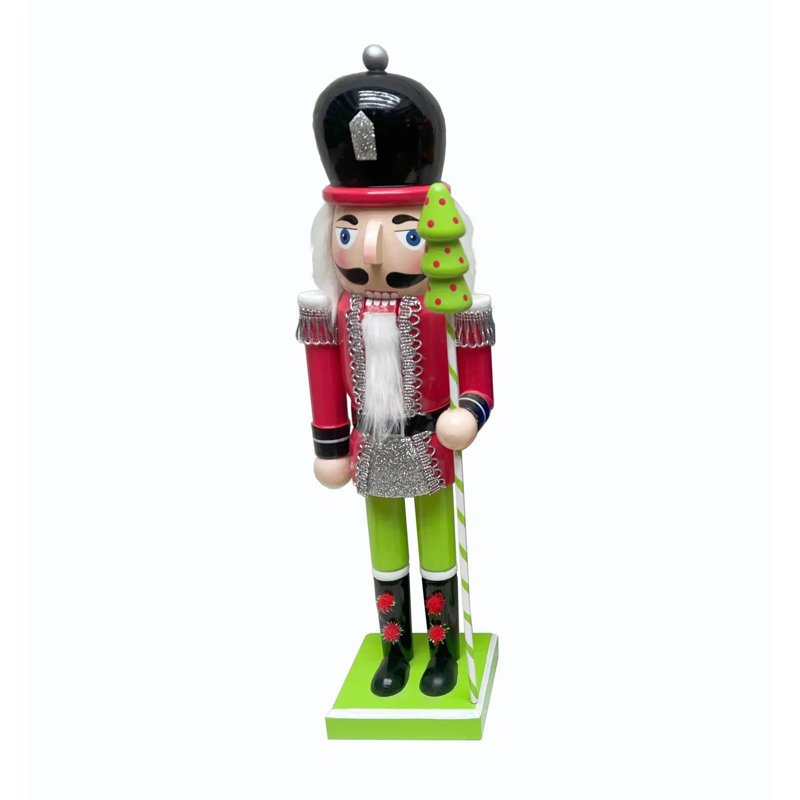  Soldat casse-noisette en bois avec canne d'arbre de Noël F07M6-1C