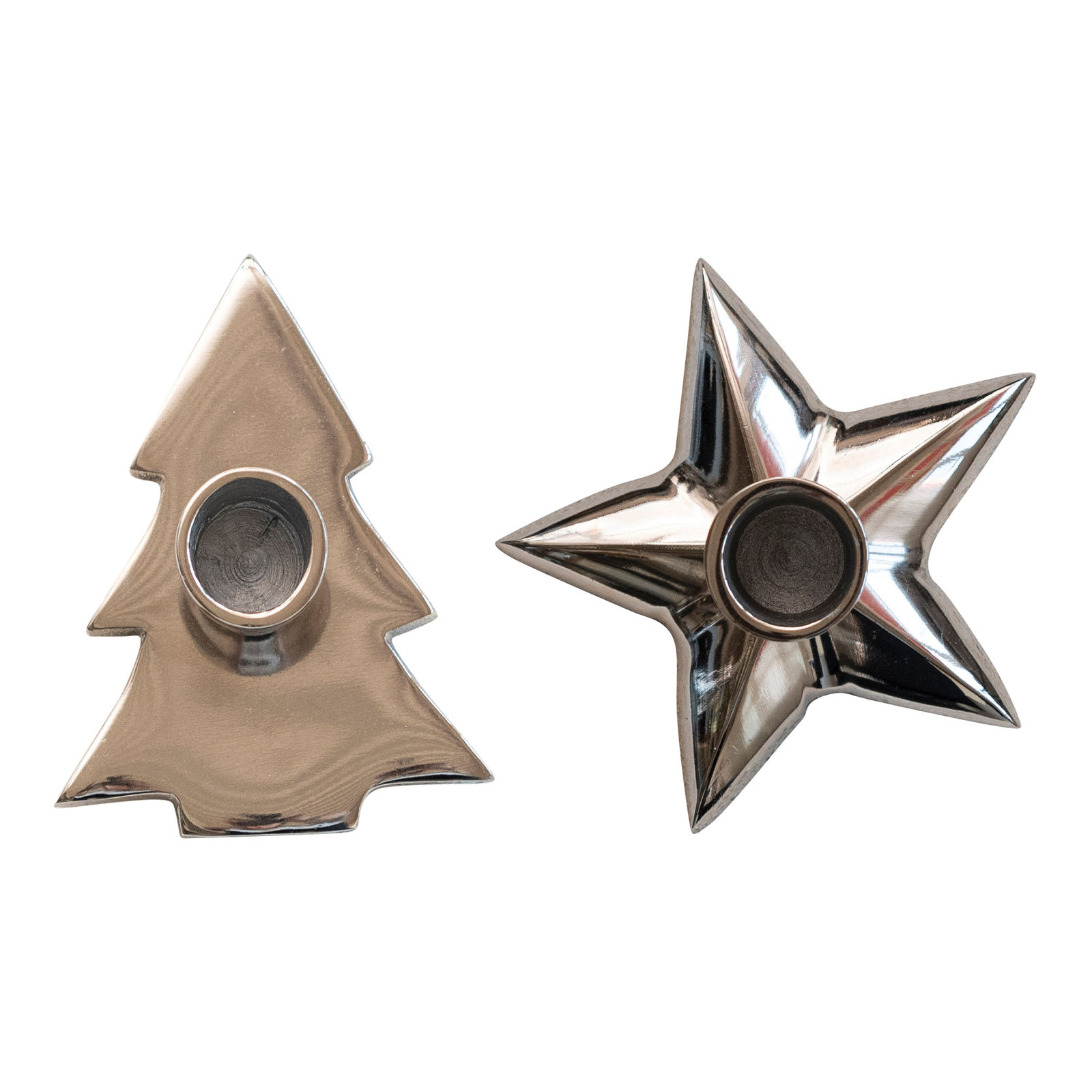 Aluminum Tree Star Taper Candle Holder