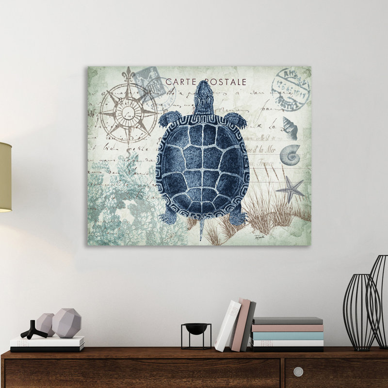 « seaside postal : turtle », reproduction d’impression sur toile tendue, H 16 po x l 20 po