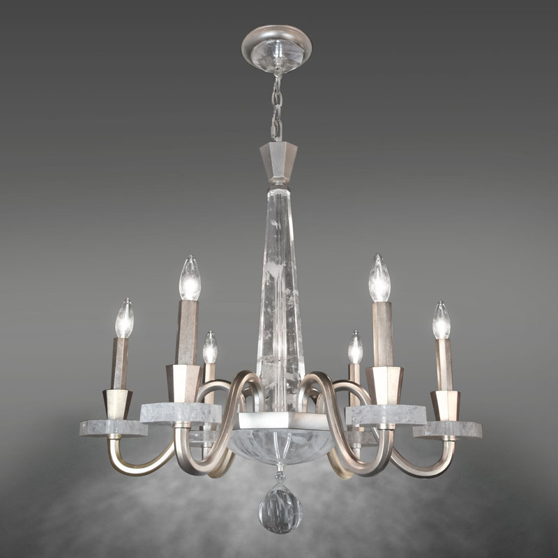 6 - Light Chandelier, Antique Silver