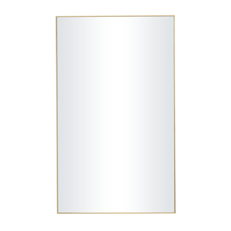  Minimalist wooden wall mirror with thin frame, Doré, 40,25 po x 24,13 po