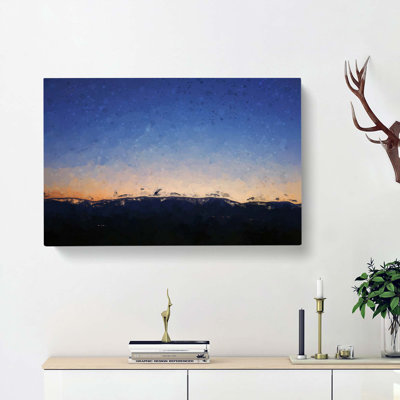 Mountain Under The Blue Sky In Abstract - Wrapped Canvas