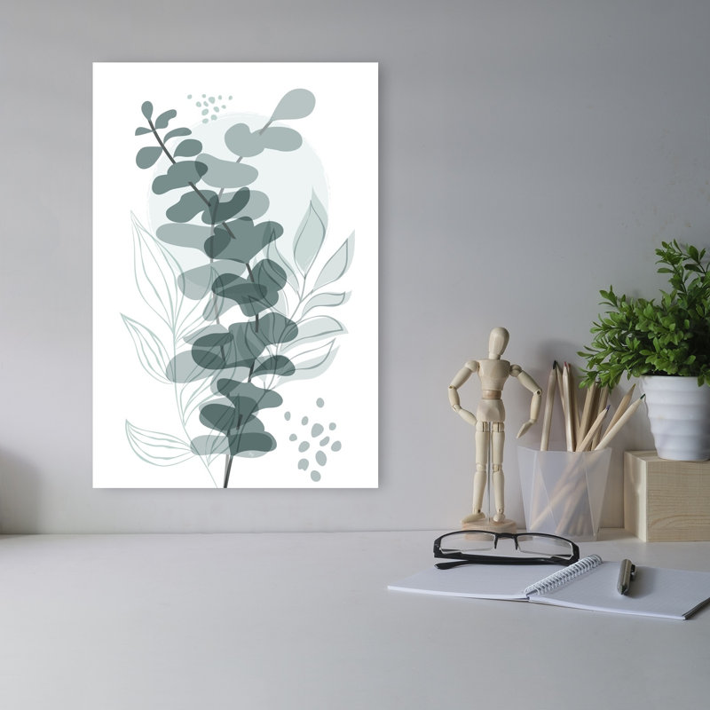 Eucalyptus Branches Minimalist Abstract Minimalist Modern Plant Landscape Wall Art Print 1 Piece Wrapped Canvas Wall Art