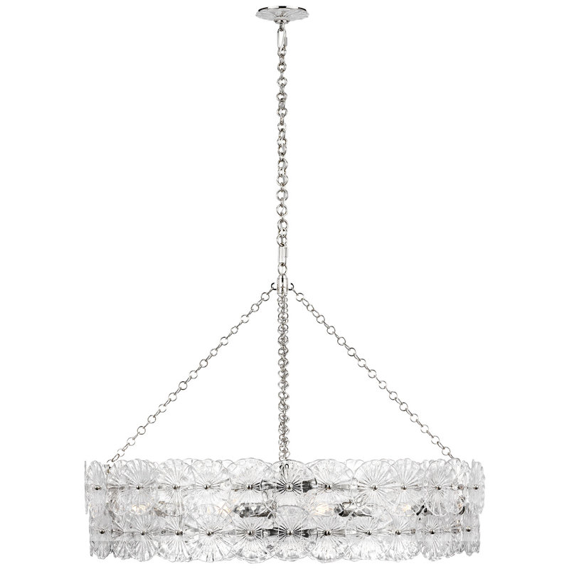 Julie Neill Gianna 36" Ring Chandelier with Clear Glass, Clear, Burnished Silver Leaf