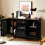 Commode de chambre moderne en noir avec 3 grands tiroirs et 4 tablettes en métal de qualité pour la stabilité.