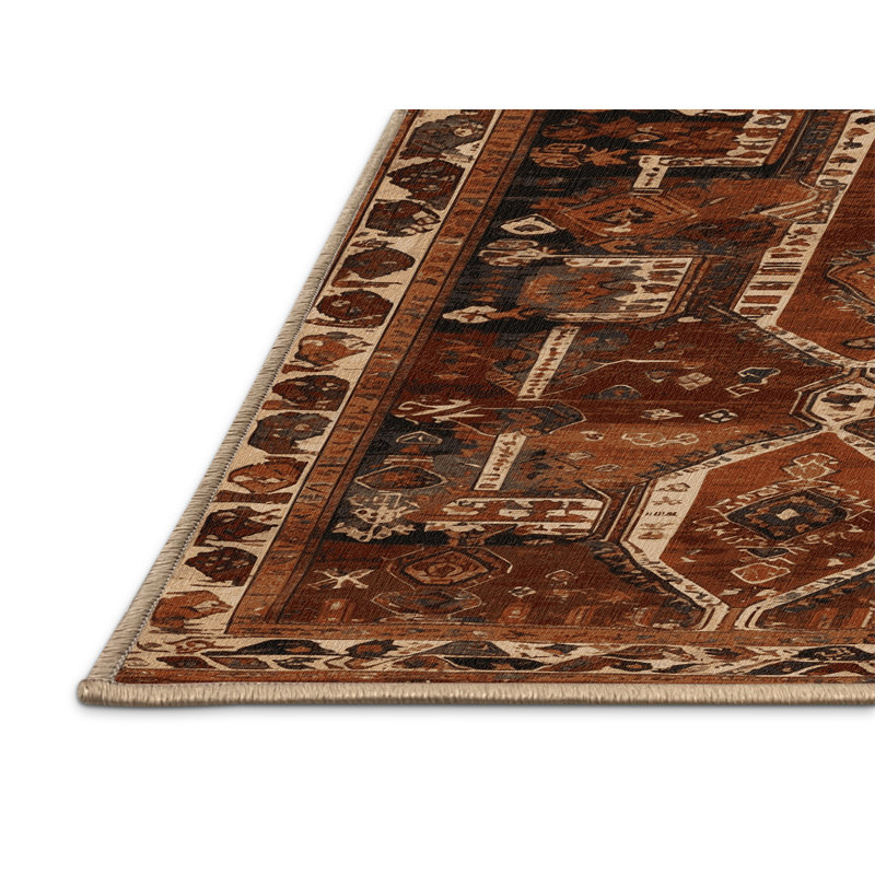 Machine Washable Turkish Brown Area Rug, Square 5'