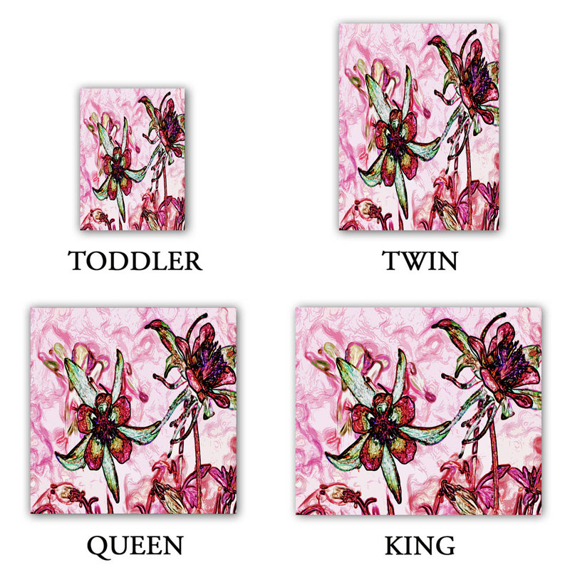 Ensemble de housse de couette poème motion, 1 housse de couette grand + 2 taies standards, Rouge / rose