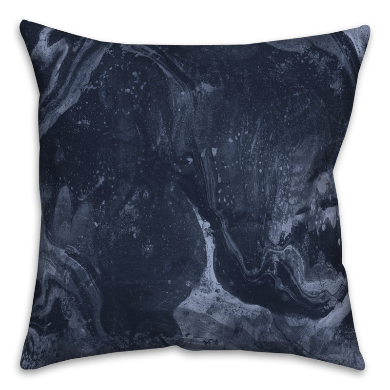 Housse et insert de coussin d'extérieur carré en marbre, Bleu