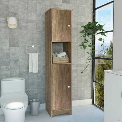 Armoire à linge ibis, portes doubles, quatre tablettes intérieures, deux armoires - chêne clair