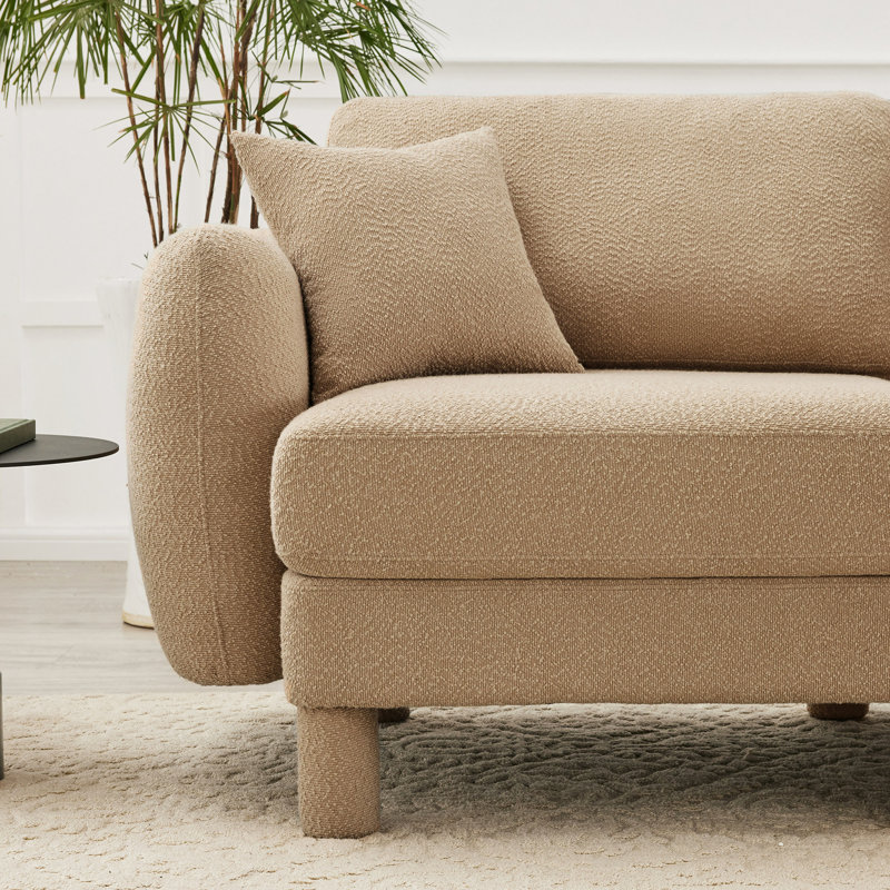Canapé modulaire convertible en tissu Boucle avec accoudoirs distinctifs et repose-pieds amovible, Café