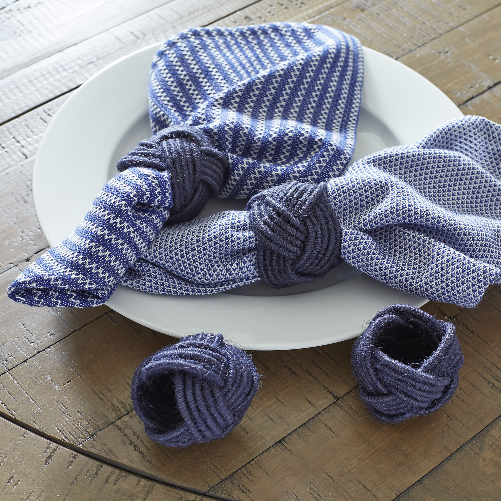 Harrietta Jute Napkin Ring, Navy