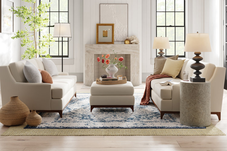 multicolor rugs layered