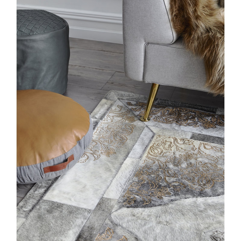 Sueño Leather Oriental Area Rug, Rectangle 4'7" x 5'11"